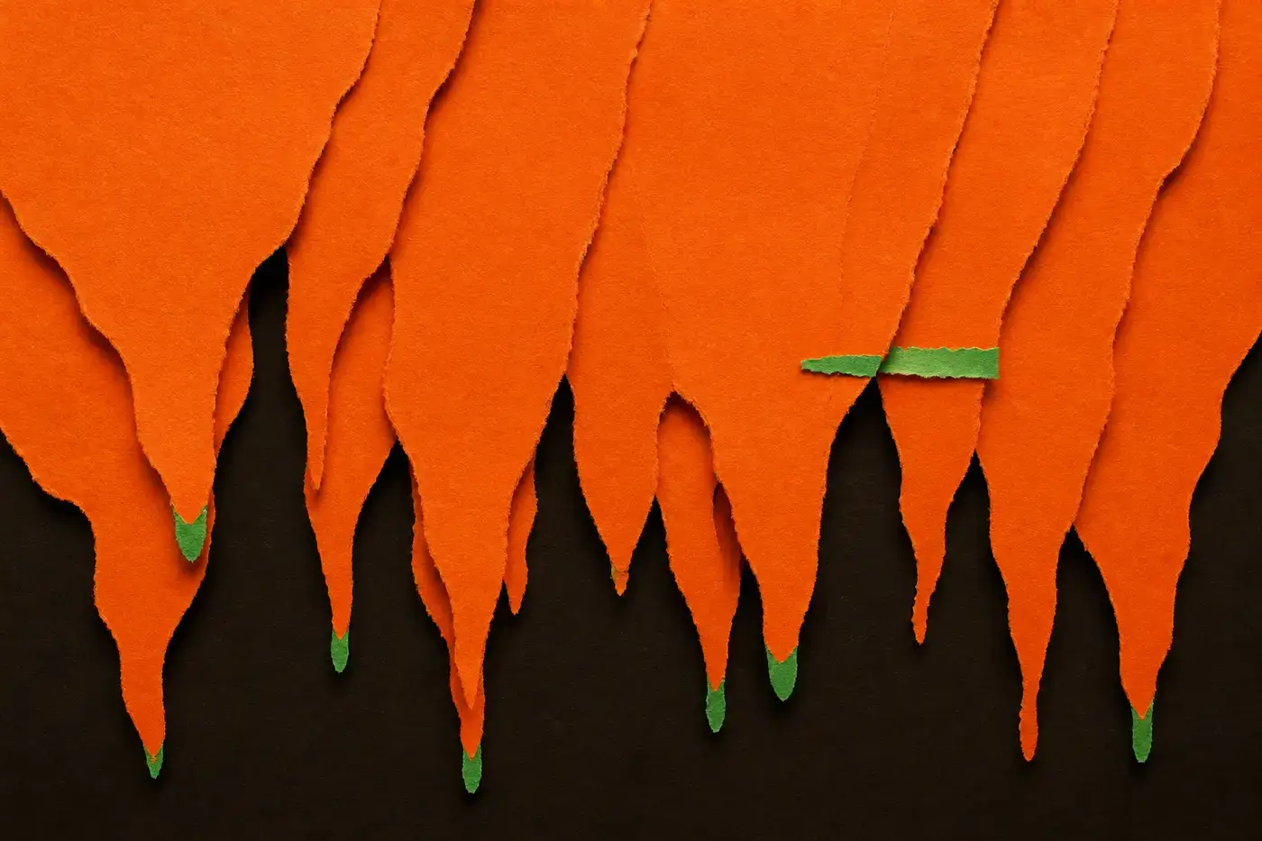 Abstract paper collage — a wish refuses, then drips into a risky yes
